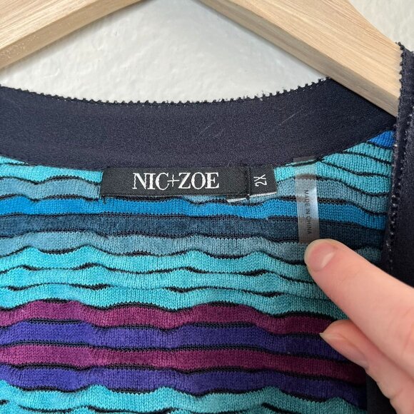 Nic + Zoe Womens Multicolor Knit Draped maximalist Cardigan Jacket Size 2X - Picture 4 of 12